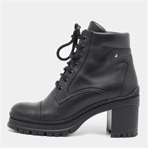 prada stiefelette keilabsatz|Leather ankle boots Prada Black size 39 EU in Leather .